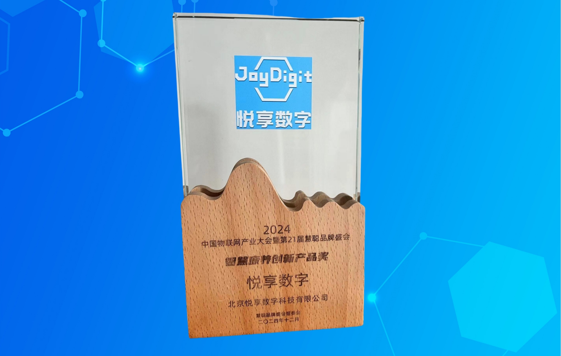 榮耀揭曉:悅享數(shù)字榮獲2024中國物聯(lián)網(wǎng)產(chǎn)業(yè)大會(huì)“智慧康養(yǎng)創(chuàng)新產(chǎn)品獎(jiǎng)”(圖3) 悅享數(shù)字獎(jiǎng)杯.jpg